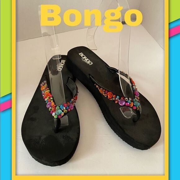 Bongo Girl’s Sequin Rhinestone Flip Flop Sandals 4 - Picture 1 of 6